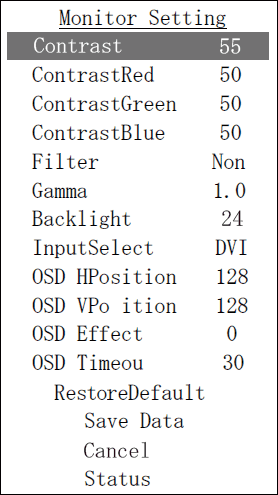 Ekran regulacji wyświetlania