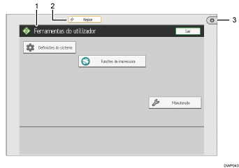 Ilustração com numeração do ecrã do painel de operação