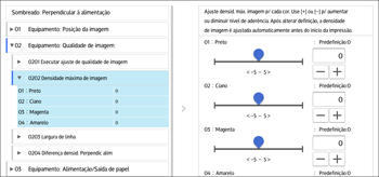 Ilustração do ecrã do painel de operação