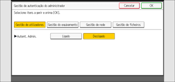 Ilustração do ecrã do painel de operação