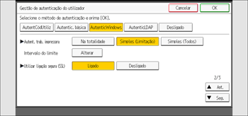 Ilustração do ecrã do painel de operação