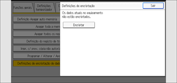 Ilustração do ecrã do painel de operação