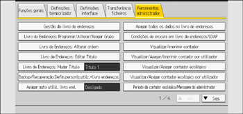 Ilustração do ecrã do painel de operação