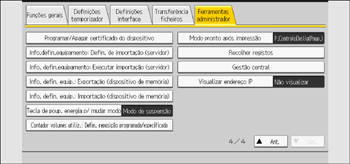 Ilustração do ecrã do painel de operação