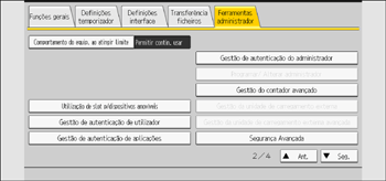 Ilustração do ecrã do painel de operação