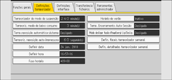 Ilustração do ecrã do painel de operação