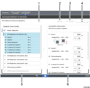 Bild av användarpanelen (numrerade detaljer)