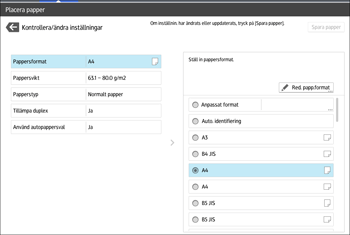Bild på användarpanelens skärm