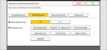 Bild av användarpanelens skärm