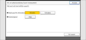 Bild av användarpanelens skärm