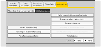 Bild av användarpanelens skärm
