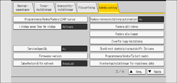 Bild av användarpanelens skärm