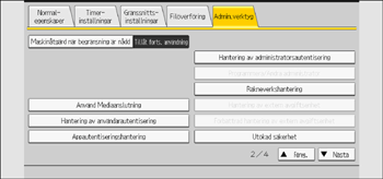 Bild av användarpanelens skärm