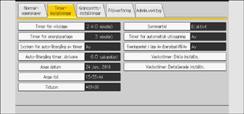 Bild av användarpanelens skärm