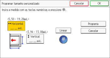 Ilustração da tela do painel de operação