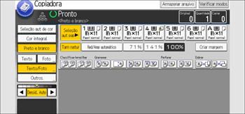 Ilustração da tela do painel de operação
