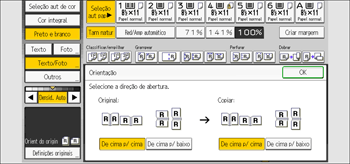 Ilustração da tela do painel de operação
