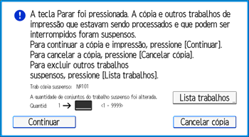 Ilustração da tela do painel de operação