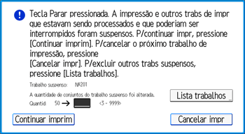 Ilustração da tela do painel de operação