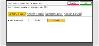 Ilustração da tela do painel de operação