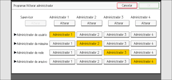 Ilustração da tela do painel de operação