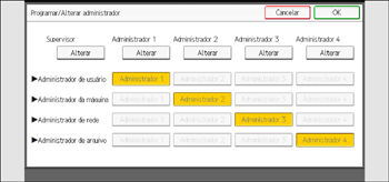 Ilustração da tela do painel de operação