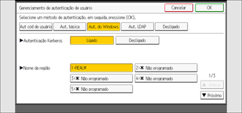 Ilustração da tela do painel de operação