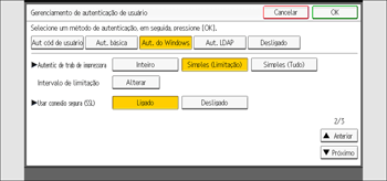 Ilustração da tela do painel de operação