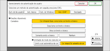 Ilustração da tela do painel de operação