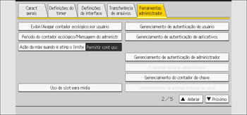 Ilustração da tela do painel de operação