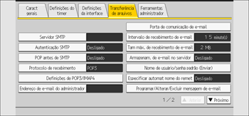 Ilustração da tela do painel de operação