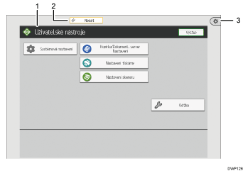 Číslovaná ilustrace ovládacího panelu zařízení