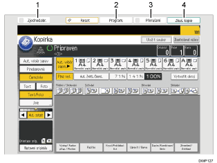 Číslovaná ilustrace ovládacího panelu zařízení