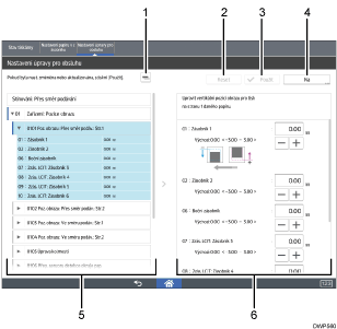 Číslovaná ilustrace ovládacího panelu zařízení