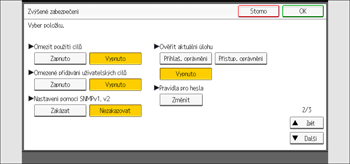 Ilustrace displeje ovládacího panelu