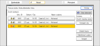 Ilustrace displeje ovládacího panelu