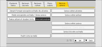 Ilustrace displeje ovládacího panelu