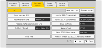 Ilustrace displeje ovládacího panelu