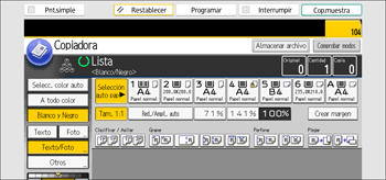 Ilustración de la pantalla del panel de mandos