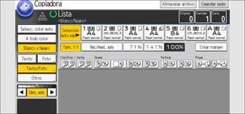 Ilustración de la pantalla del panel de mandos