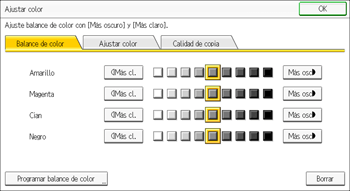 Ilustración de la pantalla del panel de mandos