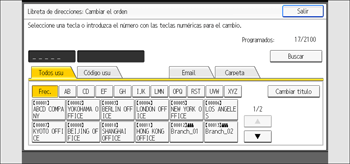 Ilustración de la pantalla del panel de mandos