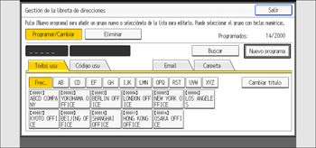 Ilustración de la pantalla del panel de mandos