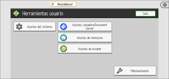 Ilustración de la pantalla del panel de mandos