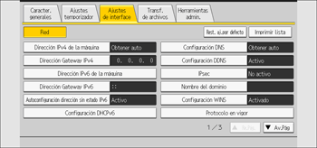 Ilustración de la pantalla del panel de mandos