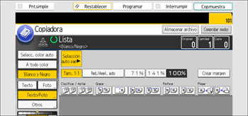 Ilustración de la pantalla del panel de mandos