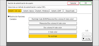 Ilustración de la pantalla del panel de mandos
