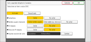 Ilustración de la pantalla del panel de mandos
