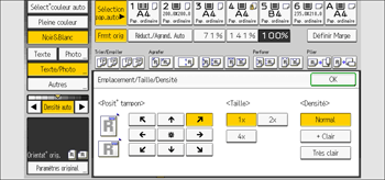 Illustration de l'écran du panneau de commande