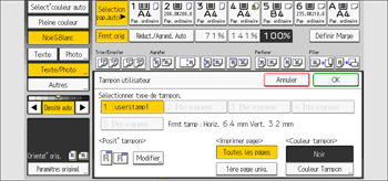 Illustration de l'écran du panneau de commande